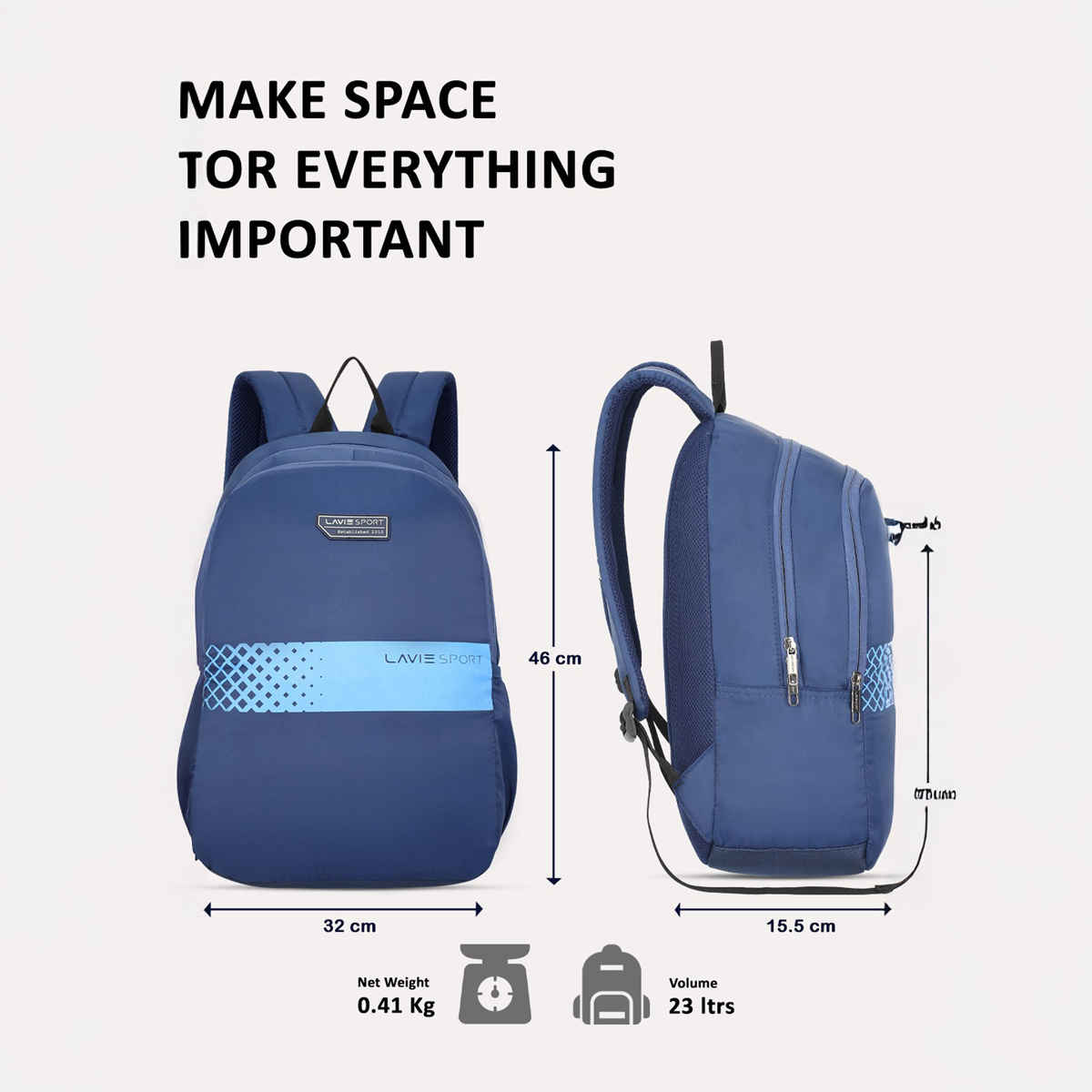 Lavie Sport Speedo 23L College Backpack | Unisex | Navy
