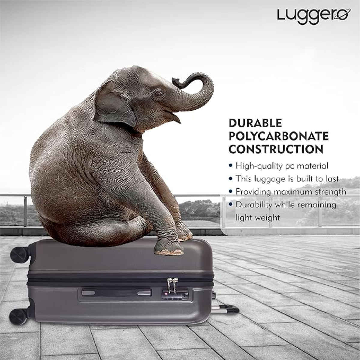 Luggero Classic Trolley Bag | Silver - M