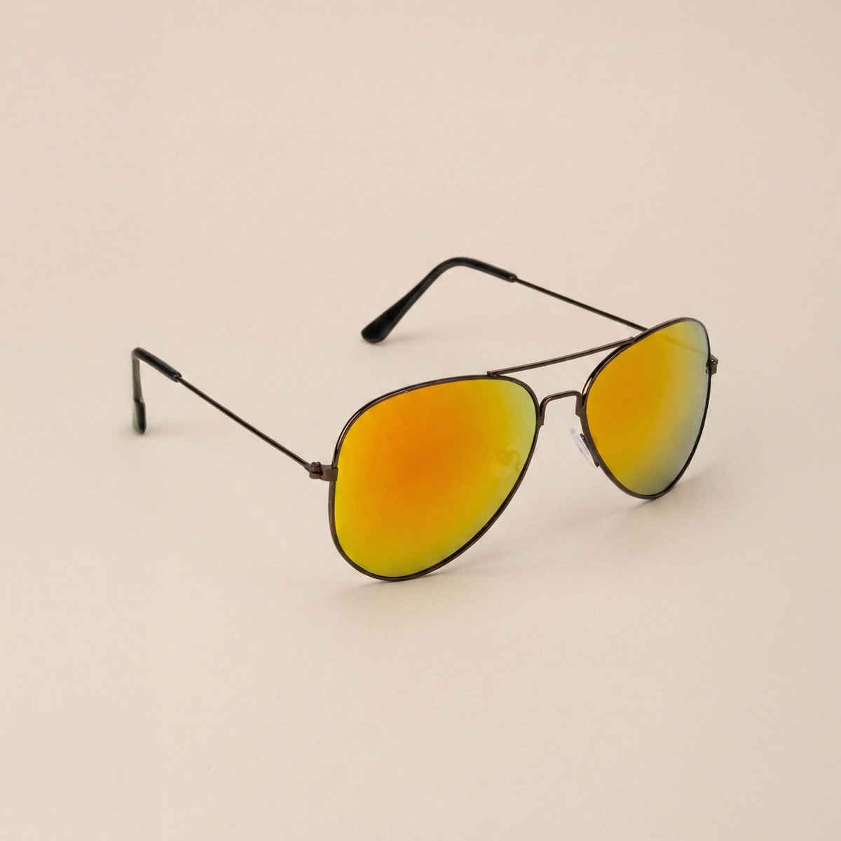NuVew Unisex Aviator Mirrored Sunglasses | Brown & Golden Purple | Medium
