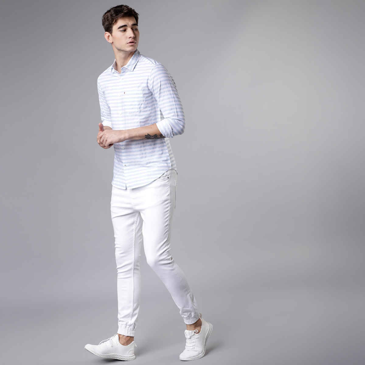 Highlander by Rohit Sharma Men Slim Fit Striped Casual Shirt | Multicolor | L