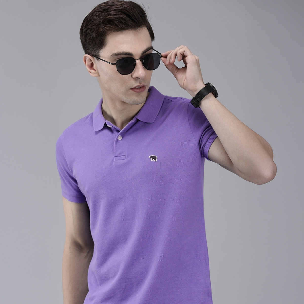 The Bear House Men Slim Fit Core Polo T-shirt - Winkle | Purple | S