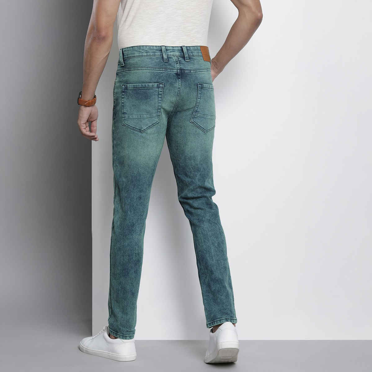 The Indian Garage Co Men's Regular Fit Solid Casual Jeans | Blue - 32