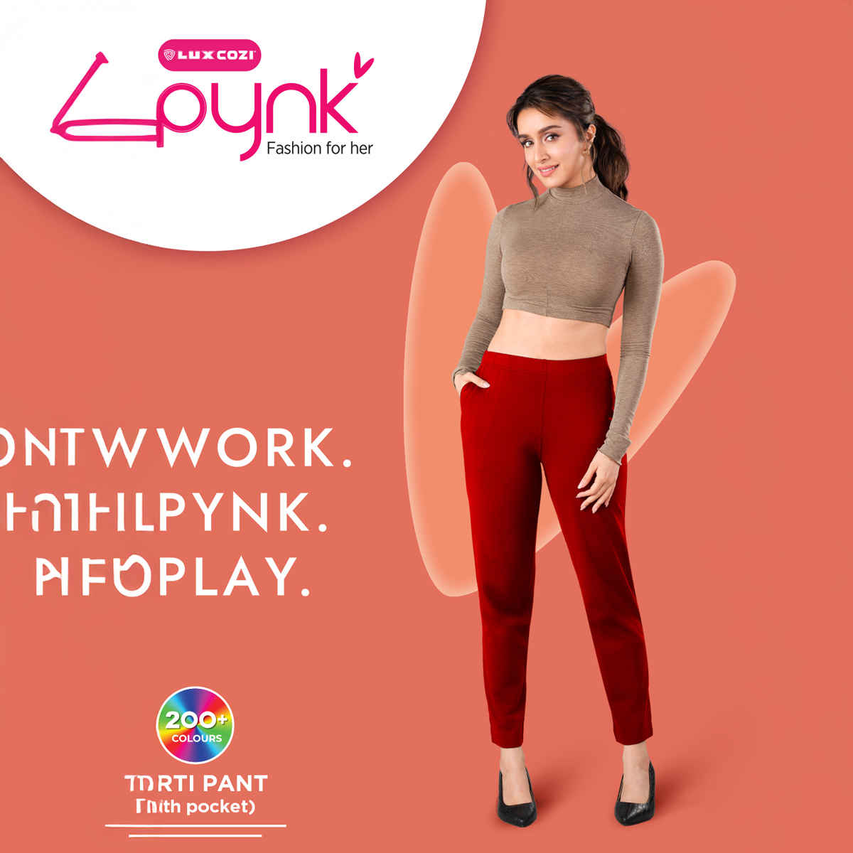 PYNK By Lux Cozi Women's Premium Modern Kurti Pants | Red | Free Size