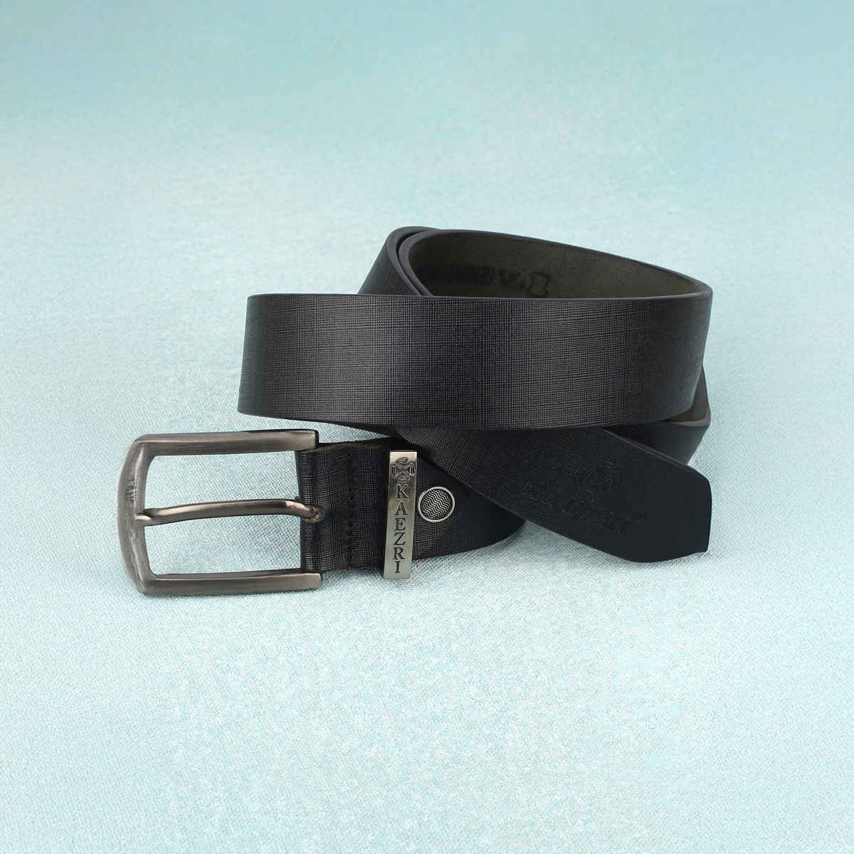 Kaezri Genuine Leather Black Liner Belt for Men | Wrinkle - 42