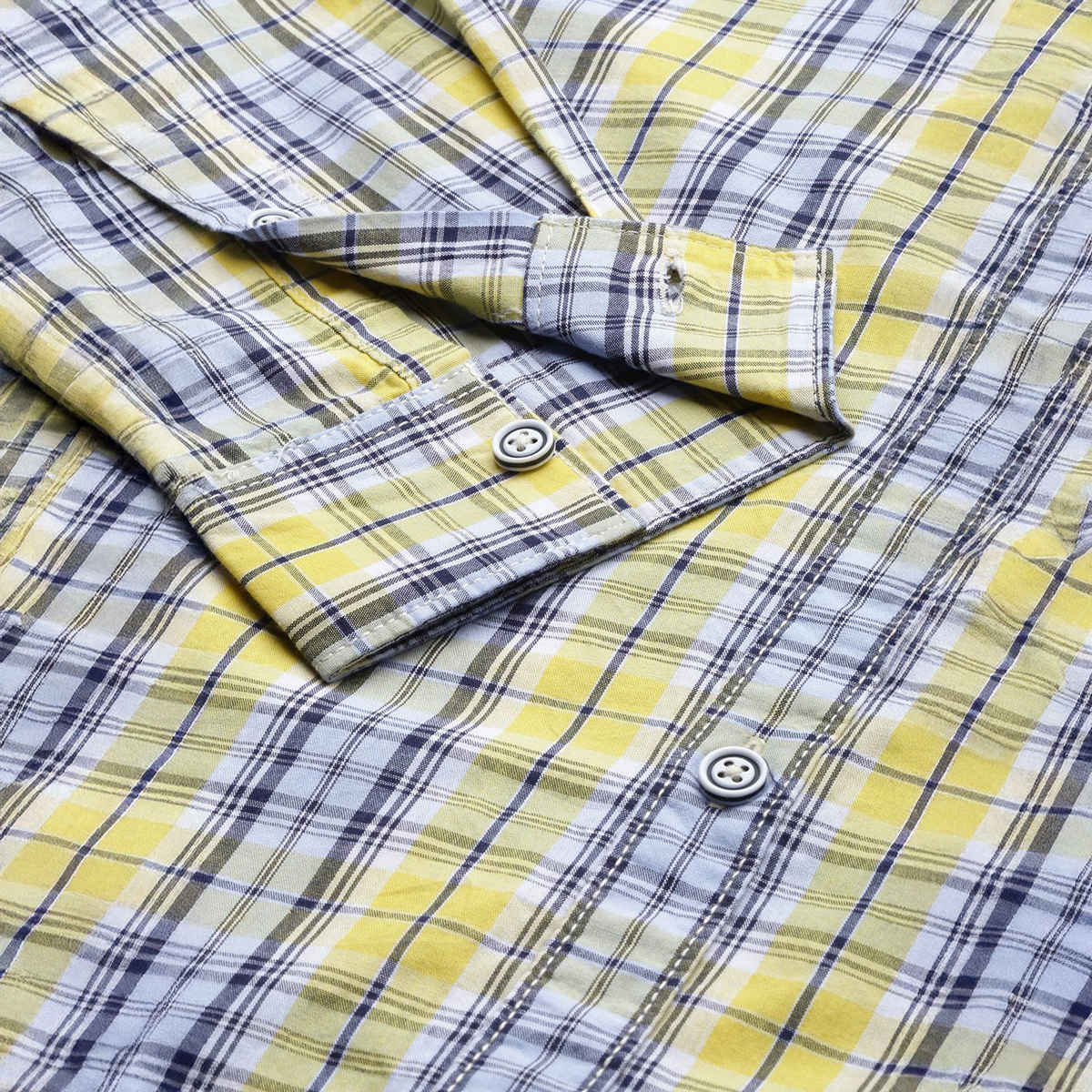 The Indian Garage Co Men's Slim Fit Checked Casual Shirt | Yellow - XL