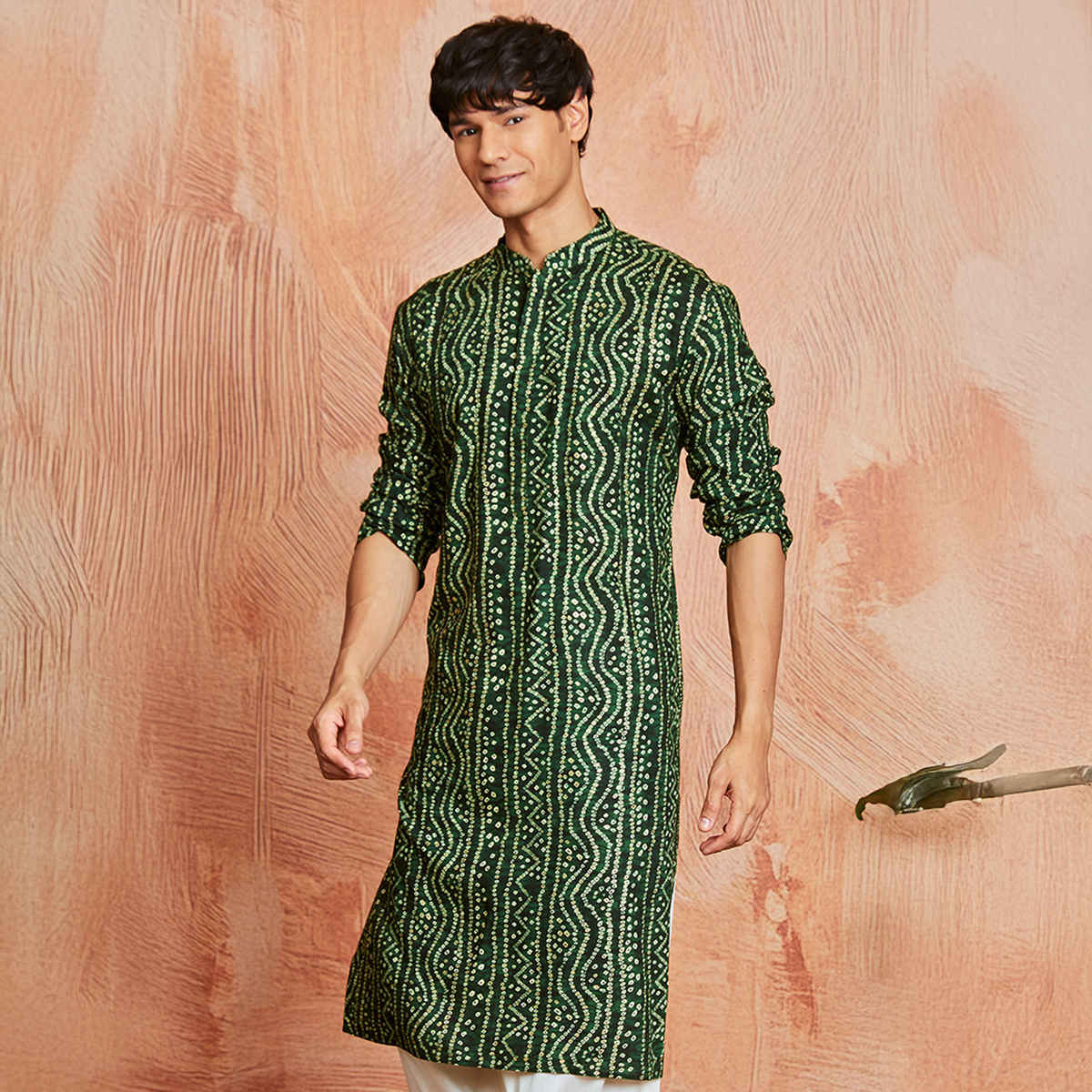 Vastramay Men's Rayon Kurta | Green - M
