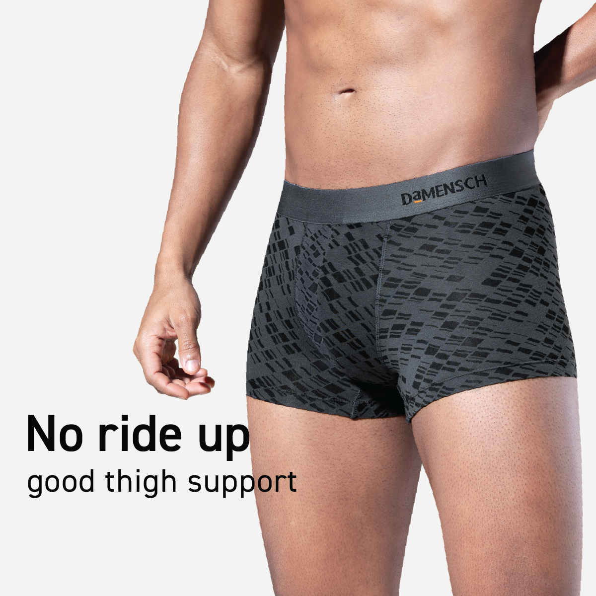 DaMENSCH Men's Modal Trunks | Silver and Grey - L