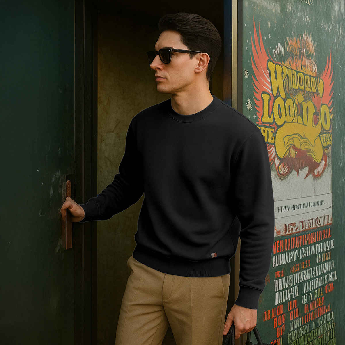 Ftx Men's Solid Regular Fit Full Sleeve Both Side Pocket With Zipper Fleece Sweatshirt | Black - M