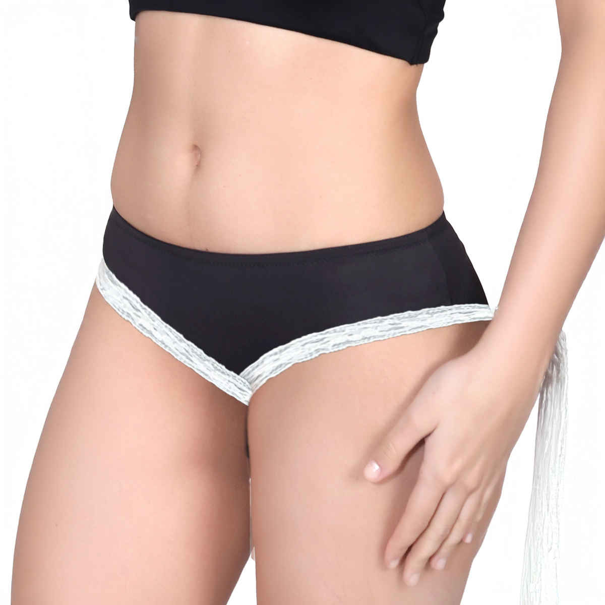 D'chica Thong Panty - Sexy Comfortable Lace Lingerie for Everyday Wear - Black | M