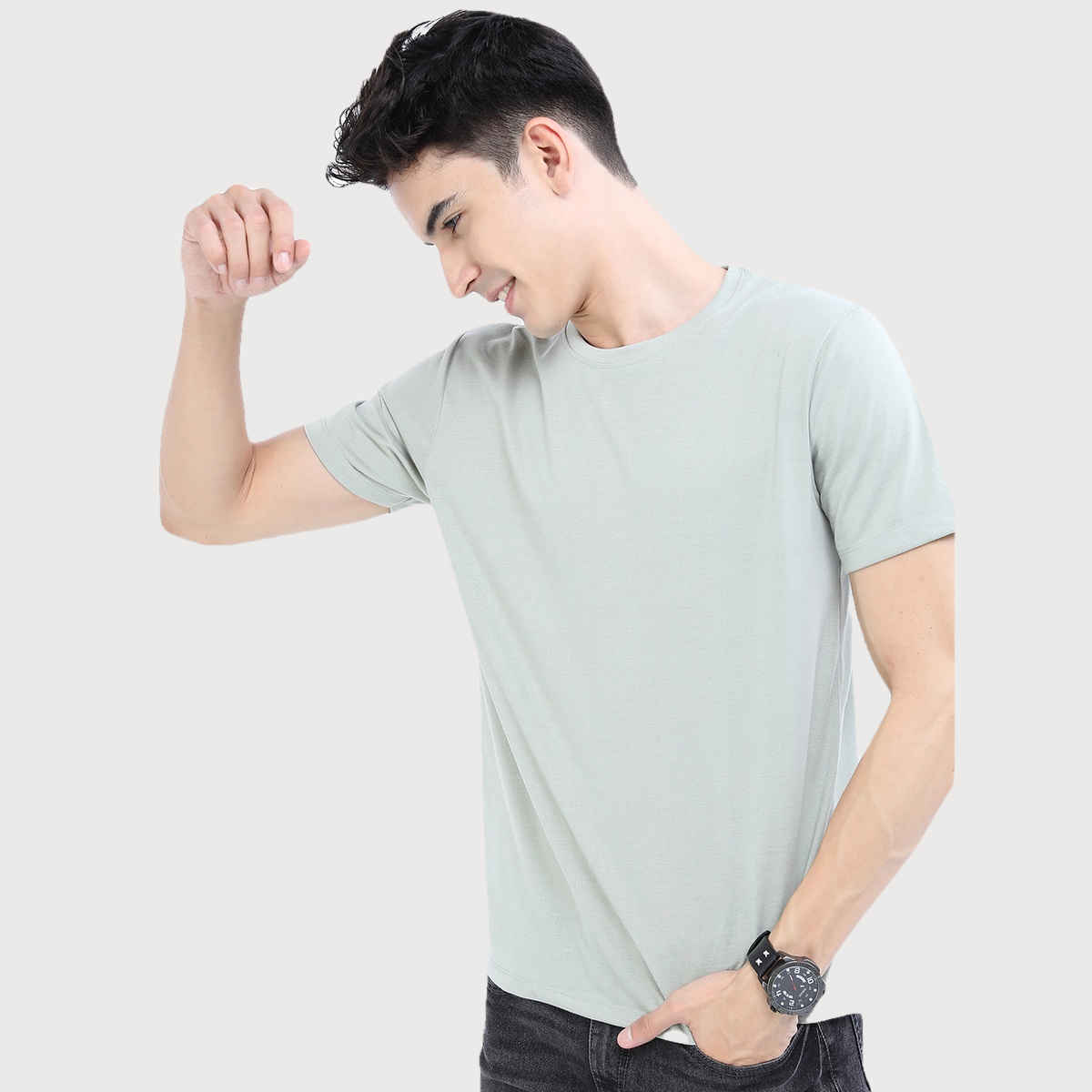 Ketch Men Printed Men Round Neck Multicolor T-Shirt | Green | S