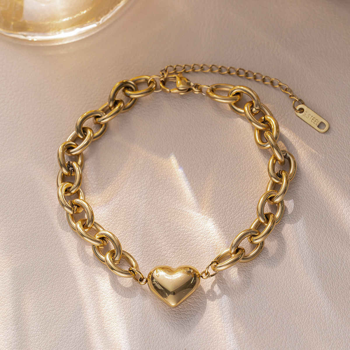 LabelShe Gold Plated Stainless Steel Heart Themed Bracelet | LS-BNG-16202