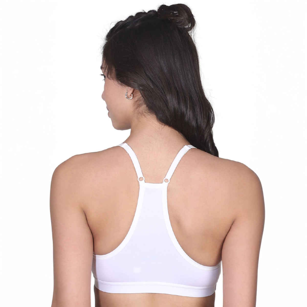 D'chica V-Neck Padded Bra With Removable Cups and Adjustable Straps | White - M
