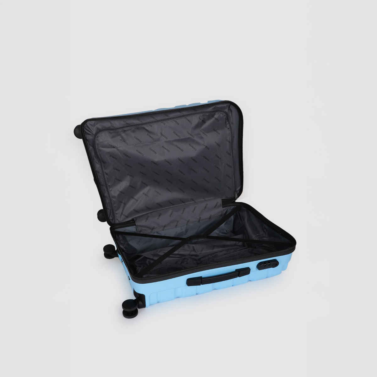 Teakwood Leather 360 Degree Rotation Hard Trolley Bag | Blue - Medium