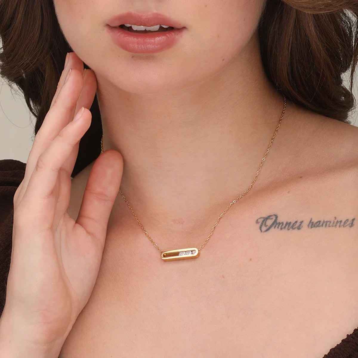 Palmonas Stones Bar Necklace for Women | Waterproof and Anti-Tarnish