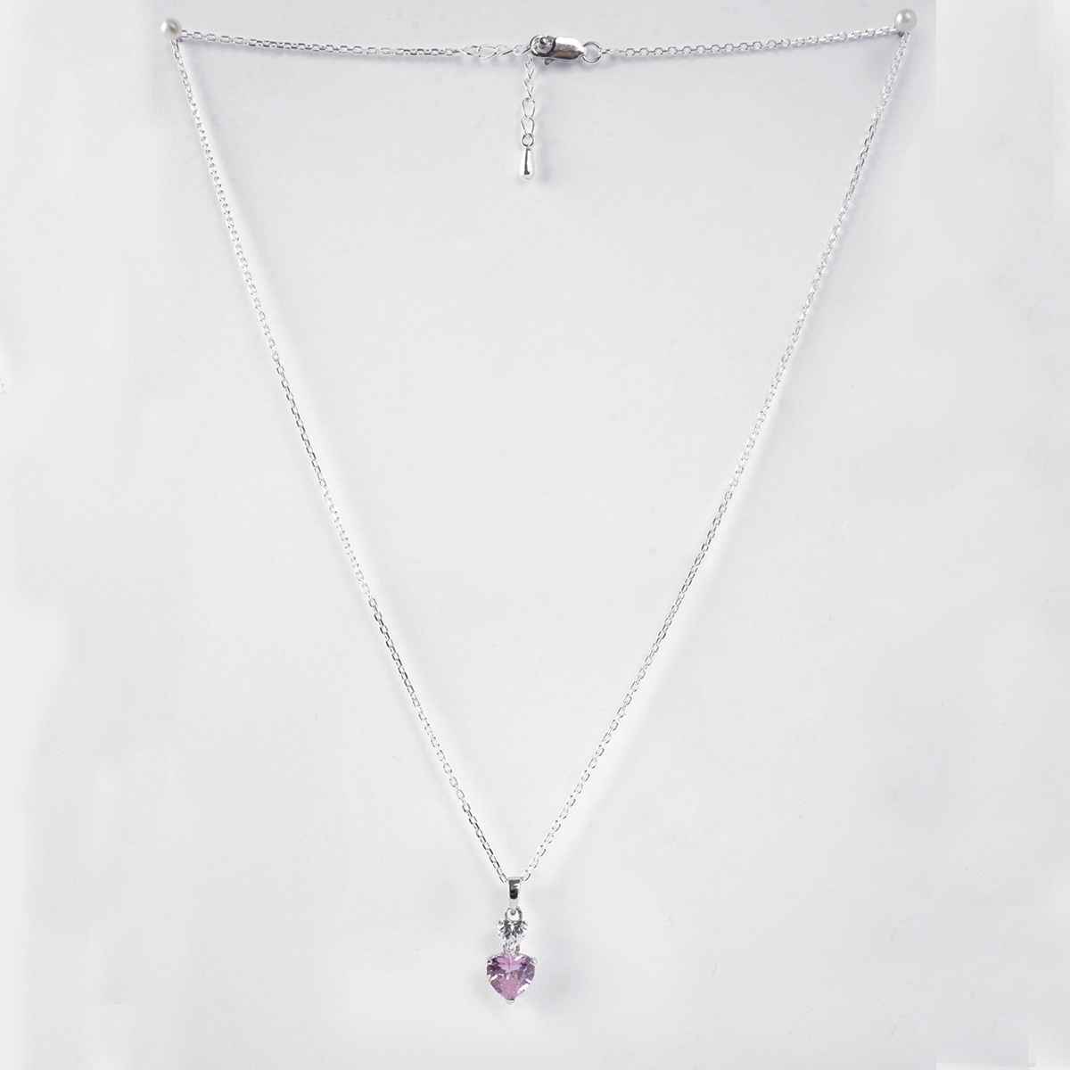 Clara 925 Sterling Silver Two Hearts Pendant Chain Necklace | Platinum Plated | Swiss Zirconia