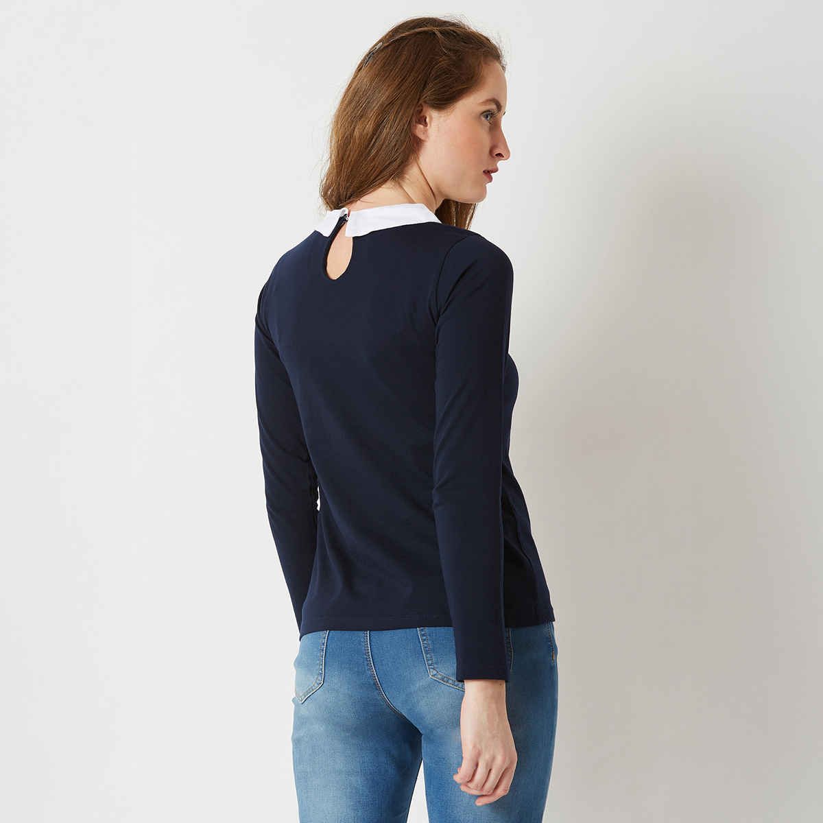 Miss Chase Women's Screen Time Collared Top | Navy Blue | XL