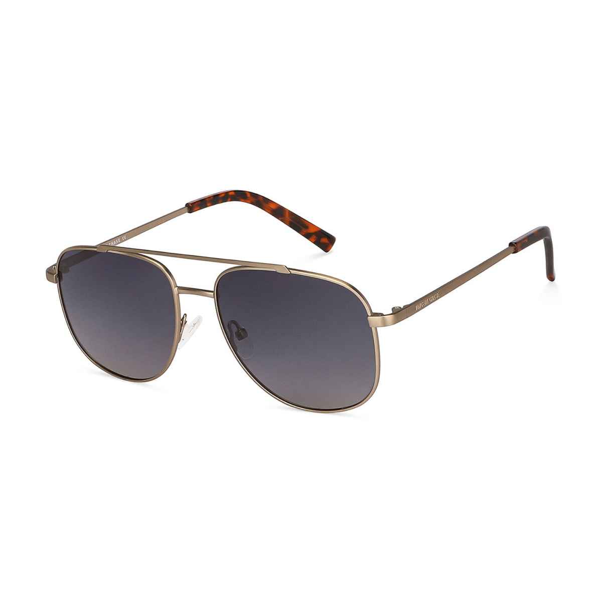 Vincent Chase By Lenskart Unisex Solid Stainless Steel Sunglasses | Black and Gold - L