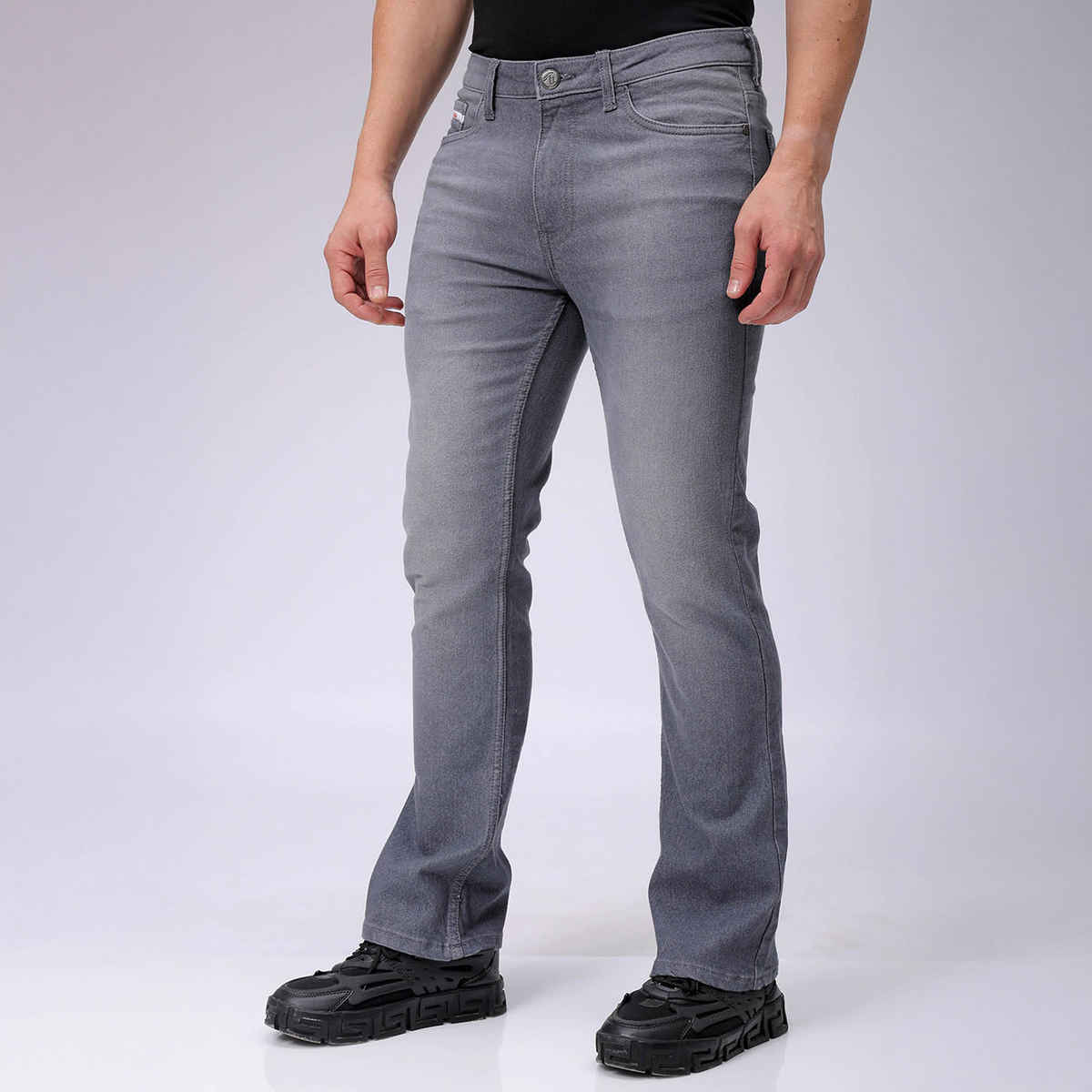 The Indian Garage Co Men's Slim Fit Solid Casual Regular Jeans | Grey | 30