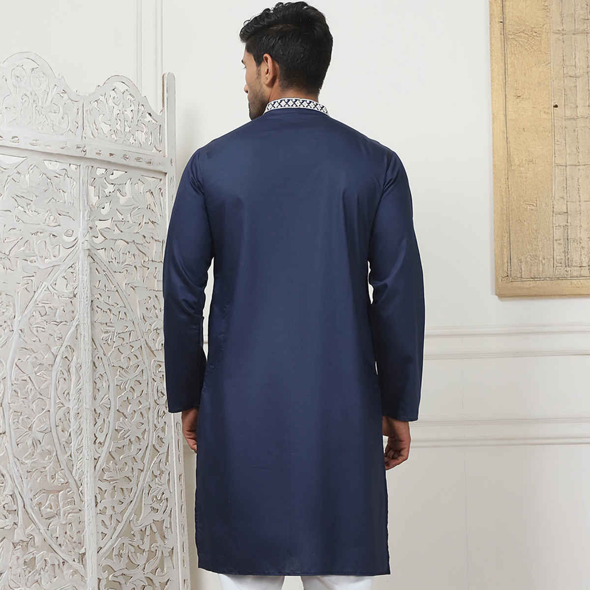 Jompers Men's Kurta | KO 5075 | Navy - XL