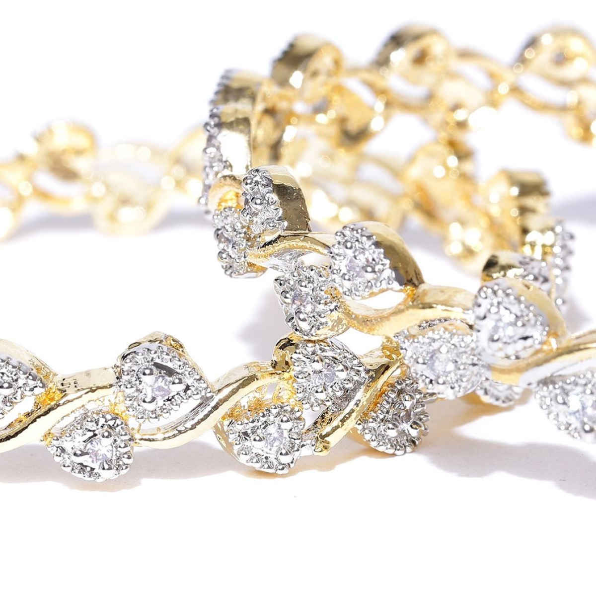 YouBella Traditional Gold Plated and American Diamond Bangle Set for Women (YBBN - 9006C - 2.4)