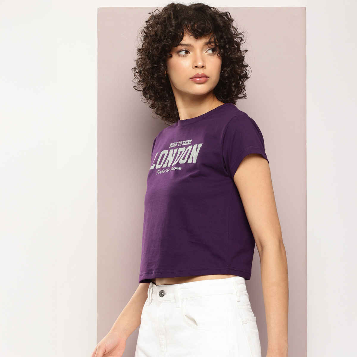 Dillinger Women's Regular Cropped Short Sleeve Printed T-shirt | Lavender - S