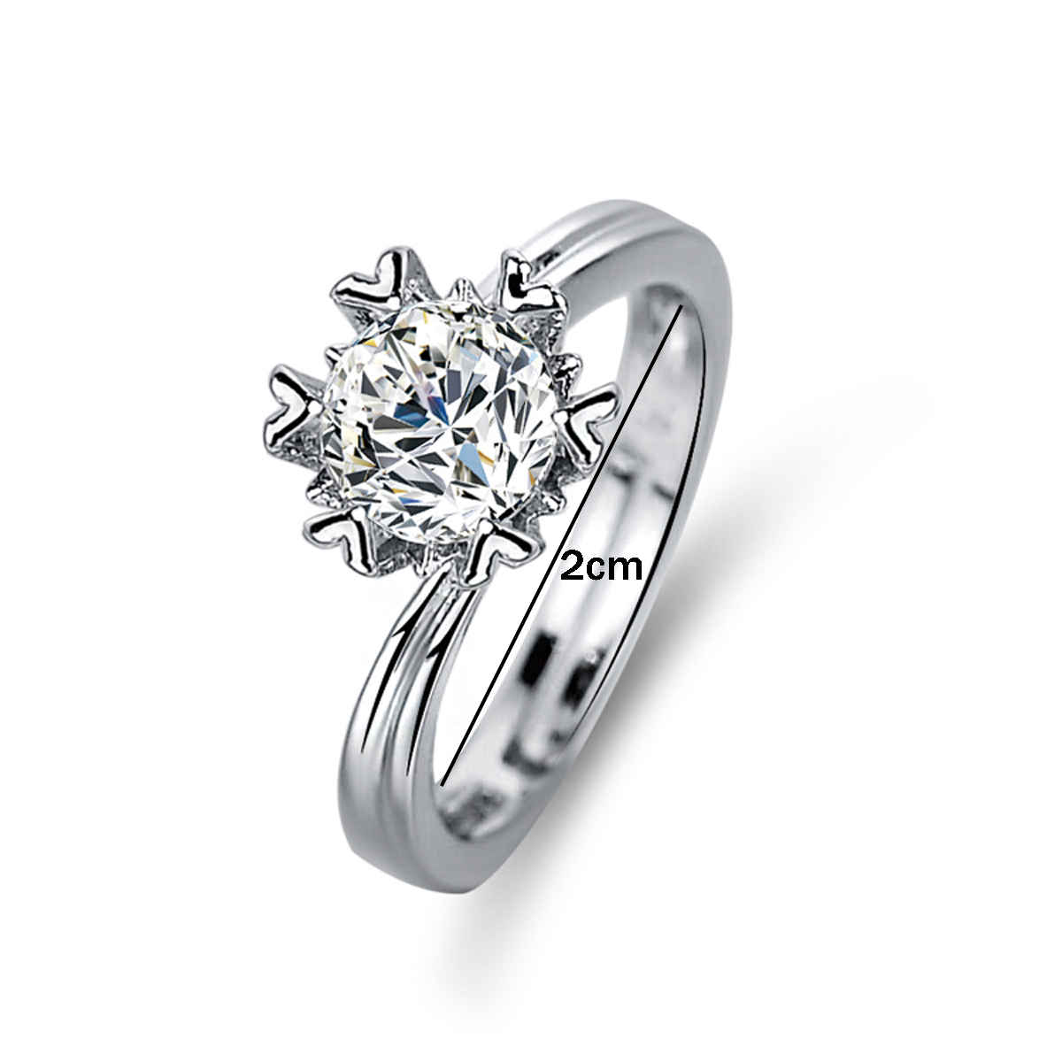 LabelShe Silver Plated Crystal Studded Solitaire Adjustable Finger Ring(Free Size) | LS-RNG-5209