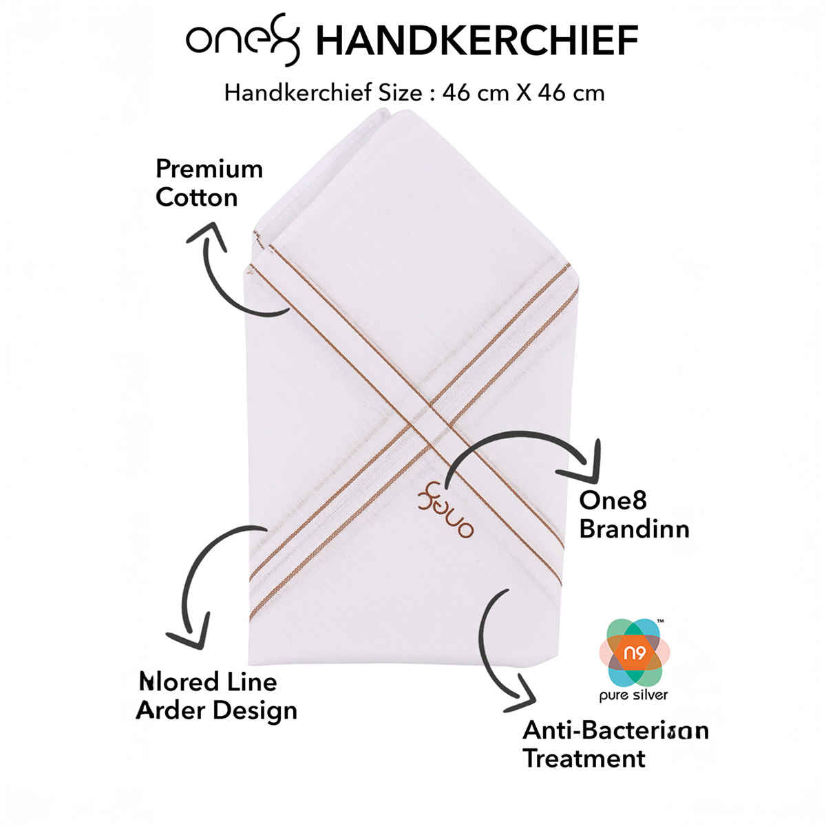 One8 Unisex Solid Polyester Handkerchief | Blue - Free Size
