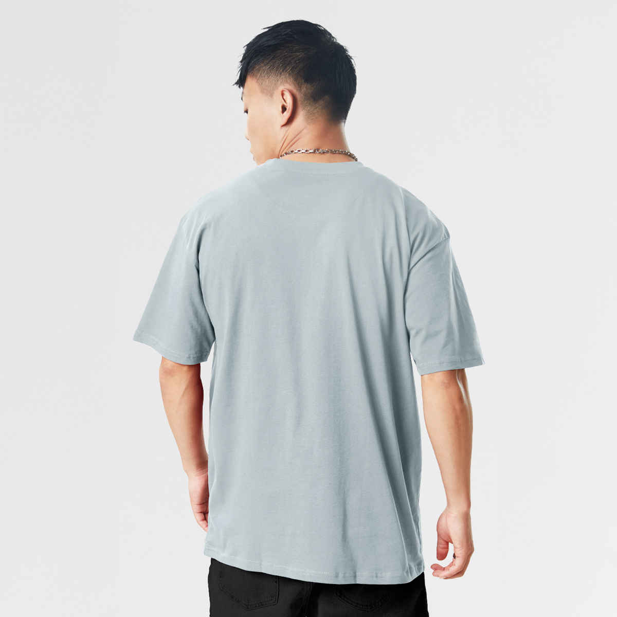The Souled Store Men's Solids Oversized T-shirt | Grey - M
