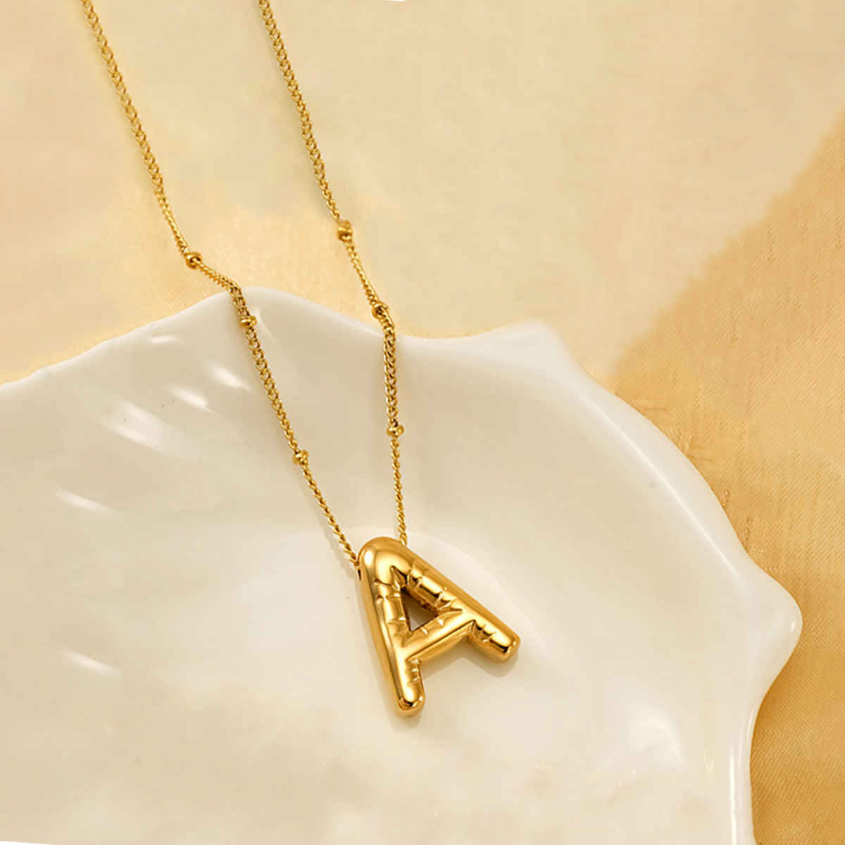 LabelShe Gold Plated Stainless Steel Alphabetical Letter 'A' Pendant Necklace | LS-PS-26419-A