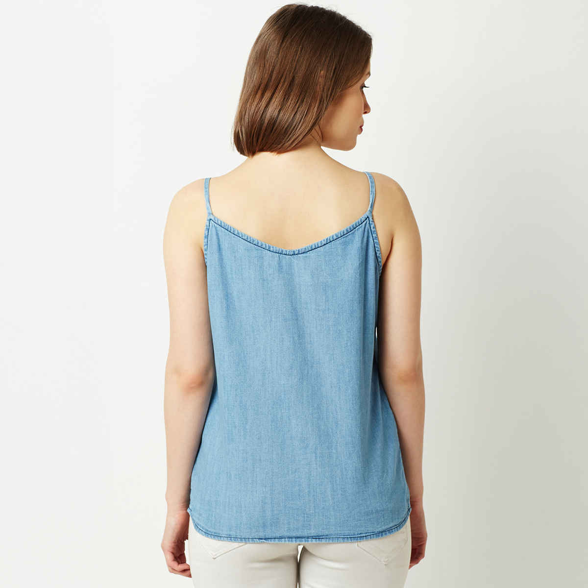 Miss Chase Women s Shades Of Two Denim Top | Light Blue | S