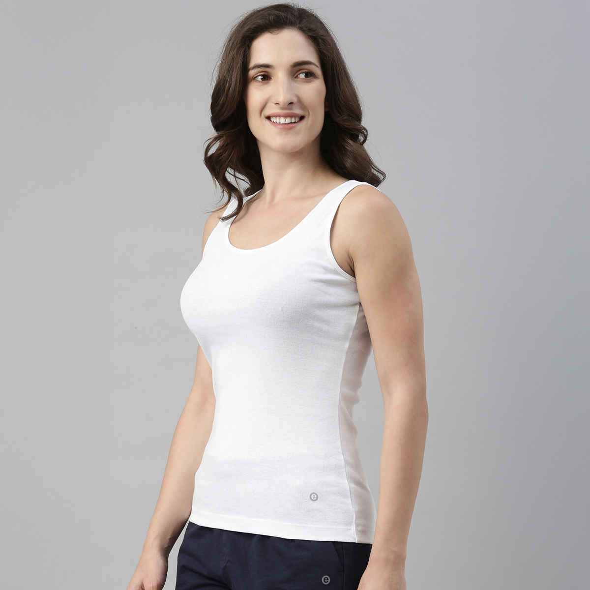 Enamor Women's E025 Slim Fit Tank Top|Stay New Finish | White-XL