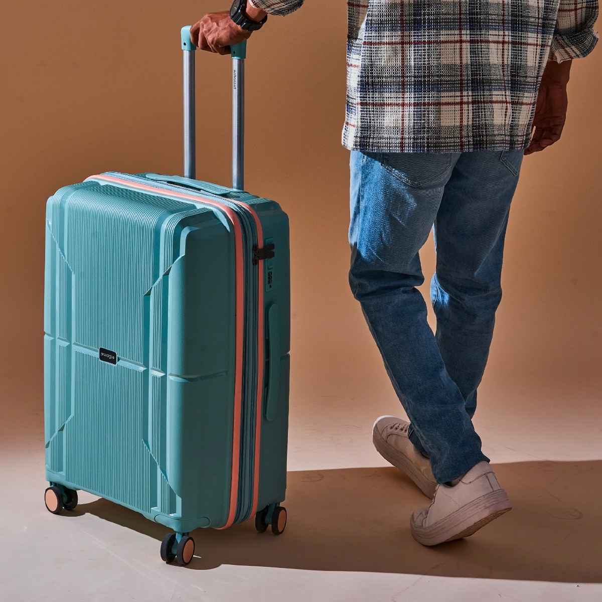 Provogue Lumina Hard-Sided PP Medium Check-in Luggage Trolley Bag | Turquoise Blue - 65 cm