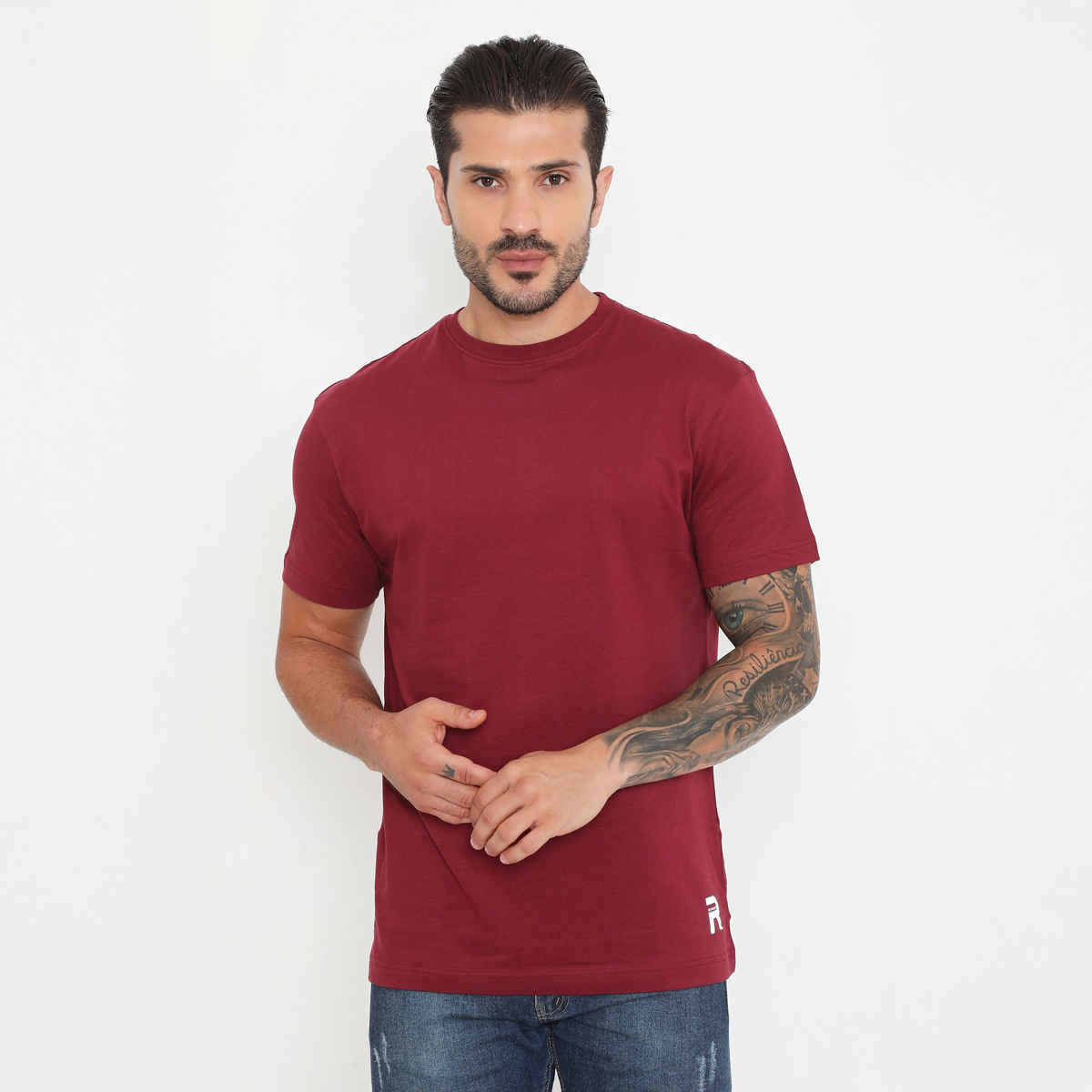 Rivolta Men's Round Neck T-Shirt | Maroon 004 | M