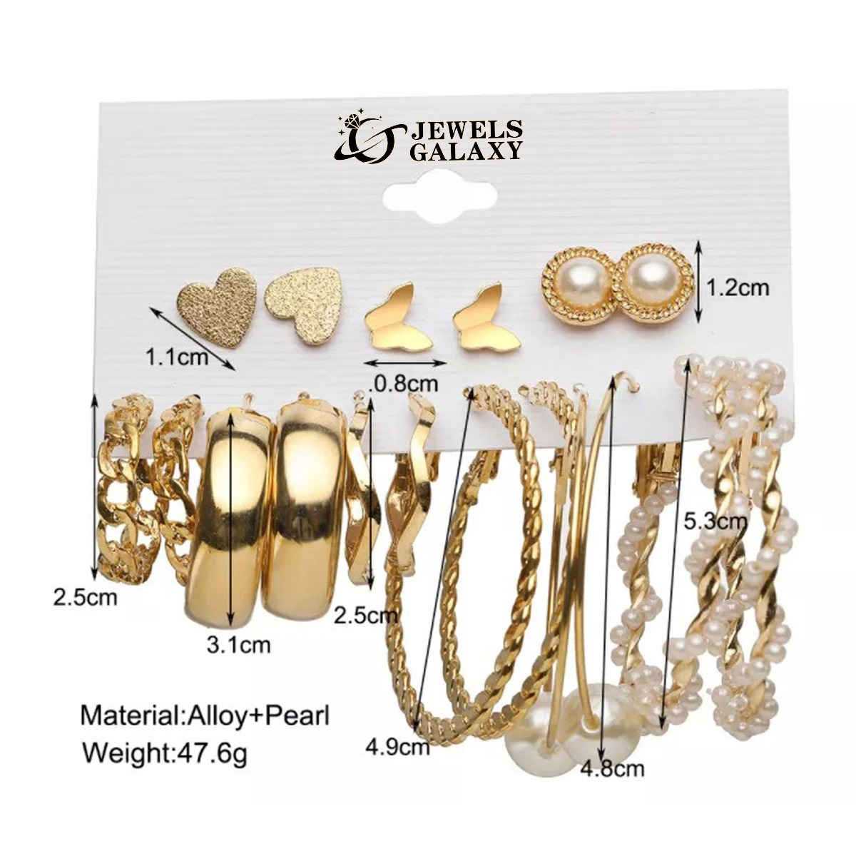 Jewels Galaxy Gold-Toned Everyday Use Studs & Hoop Earrings
