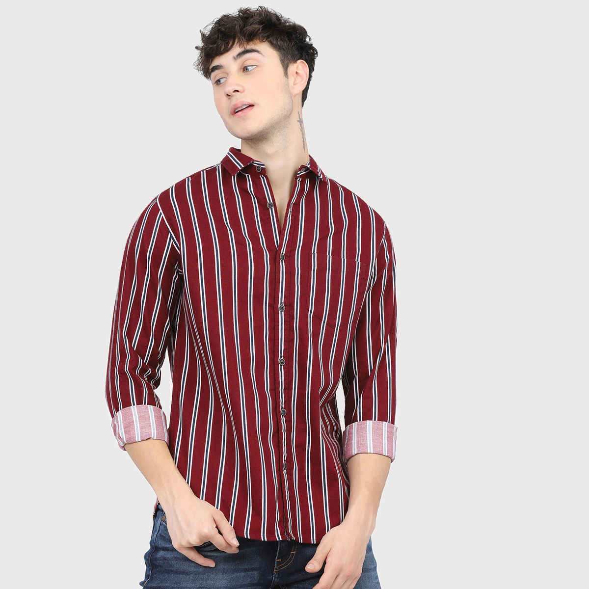 Ketch Men Slim Fit Striped Casual Shirt | Multicolor | S