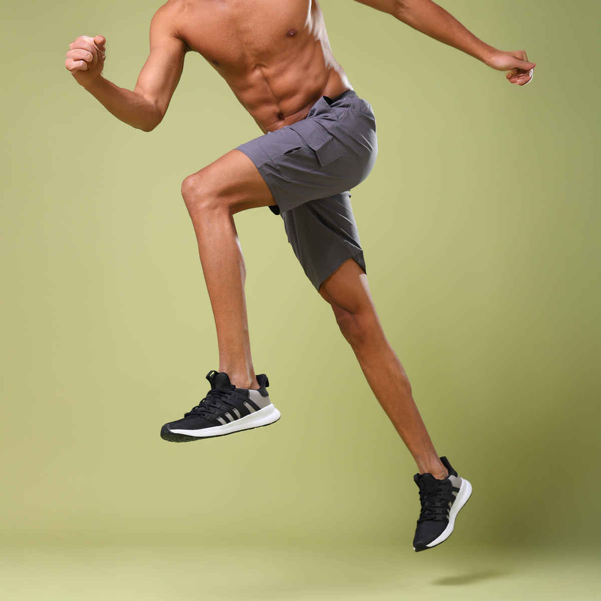 Technosport Men Poly Solid Slim Fit Sports Shorts with TS FLEXI | Iron Grey | L