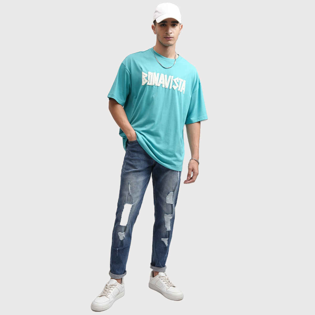 Ketch Men Tapered Fit Mildly Distressed Heavy Fade Stretchable Jeans | Blue | 32
