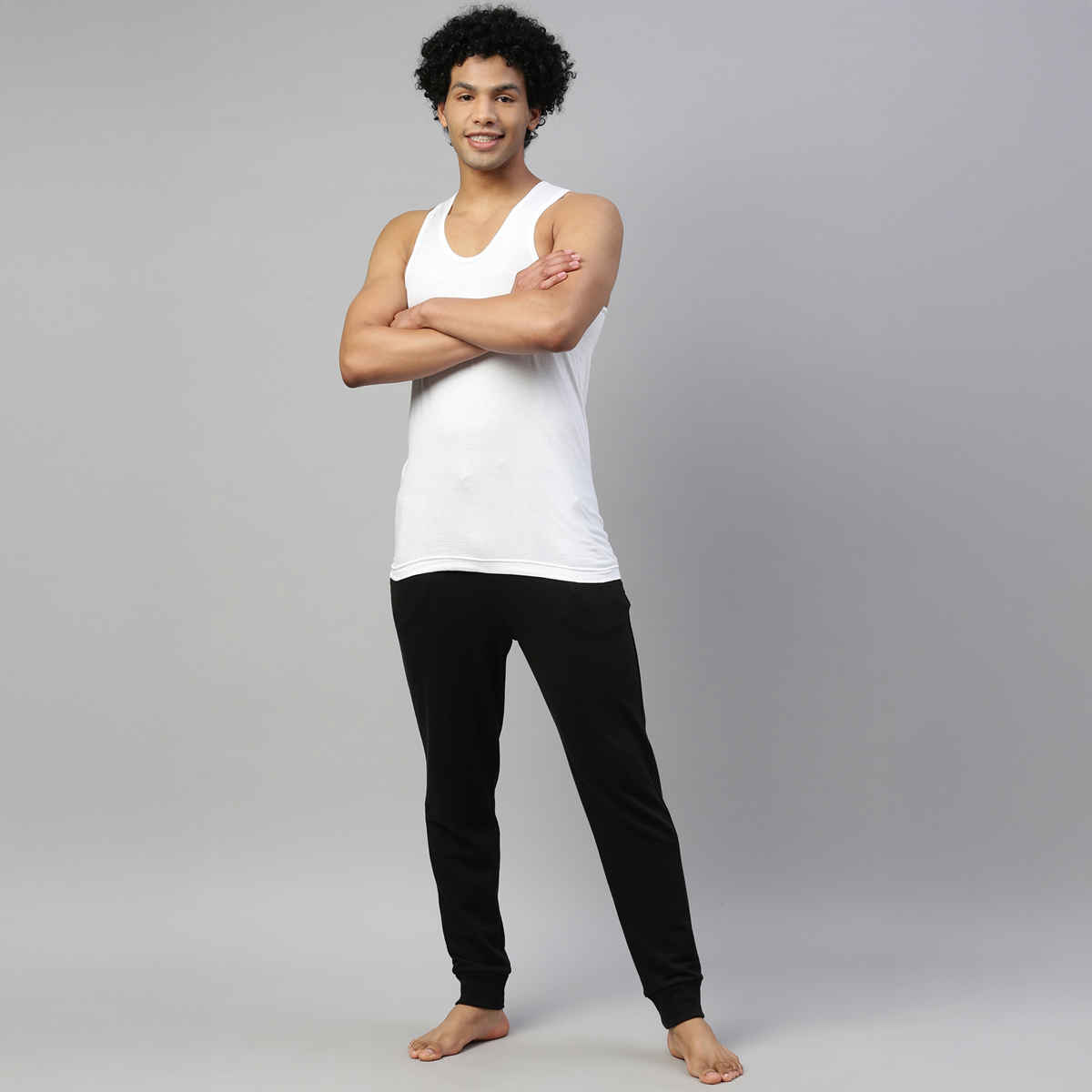 Dixcy Scott Originals Men's Round Neck Sleeveless Modern Fit Solid Vest (White-Pack Of 2)