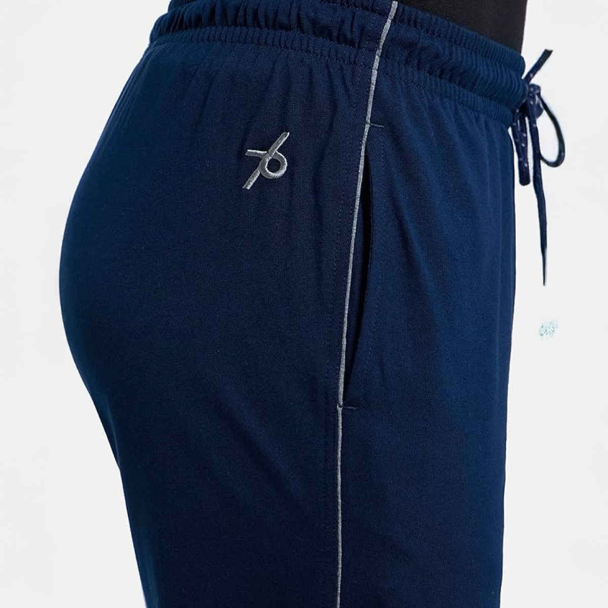 Jockey 9500 Men's Super Combed Cotton Rich Trackpants|Regular Fit|Side Pockets | Navy/Grey Mel-M
