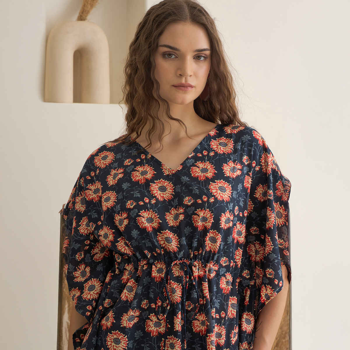 Sanskrutihomes Women's Pure Cotton Co-Ords | SE-KFS-43 | Navy Blue - L