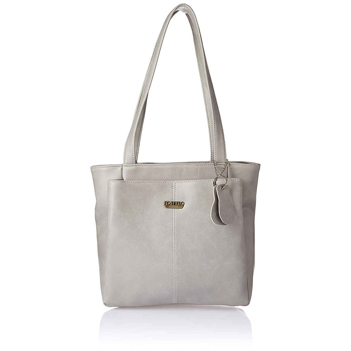 Fostelo Women's Vegan Leather Florence Handbags Shoulder Hobo Bag Ladies Purse | Grey | Large