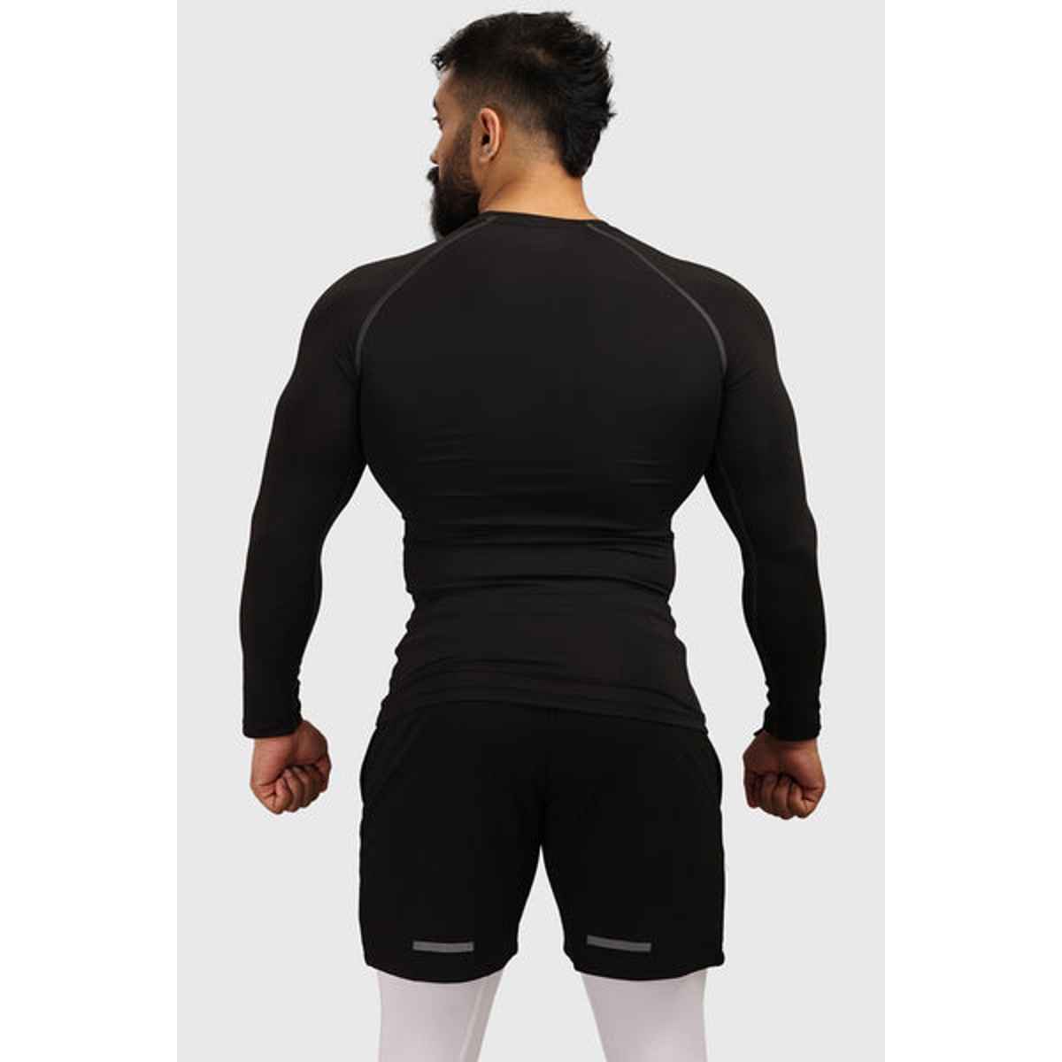 Fuaark Men's Compression Full Sleeve GYM T-shirt | Black - M