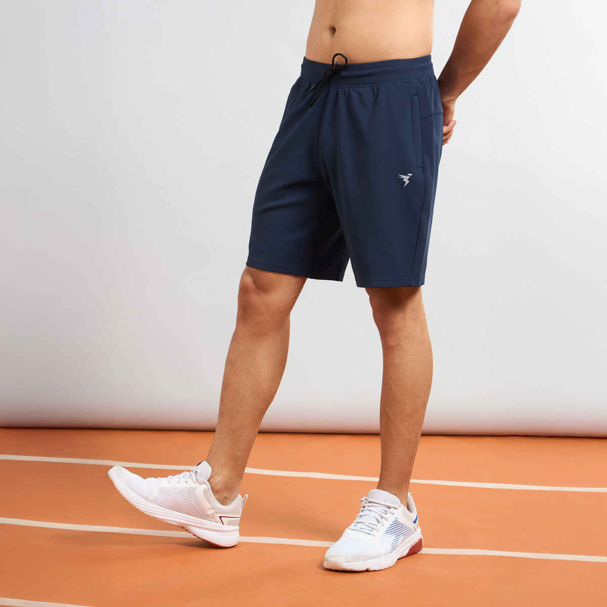 Technosport Men Poly Solid Slim Fit Sports Shorts with TS FLEXI | Navy | M