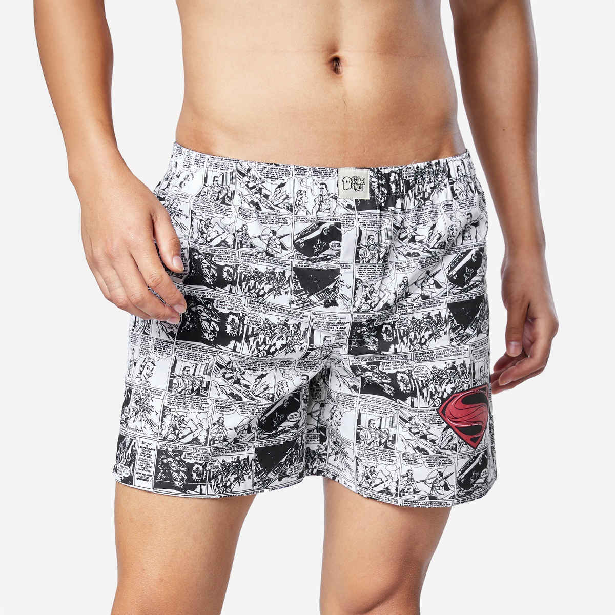 The Souled Store Men's Superman Comic Boxer Shorts | White - L