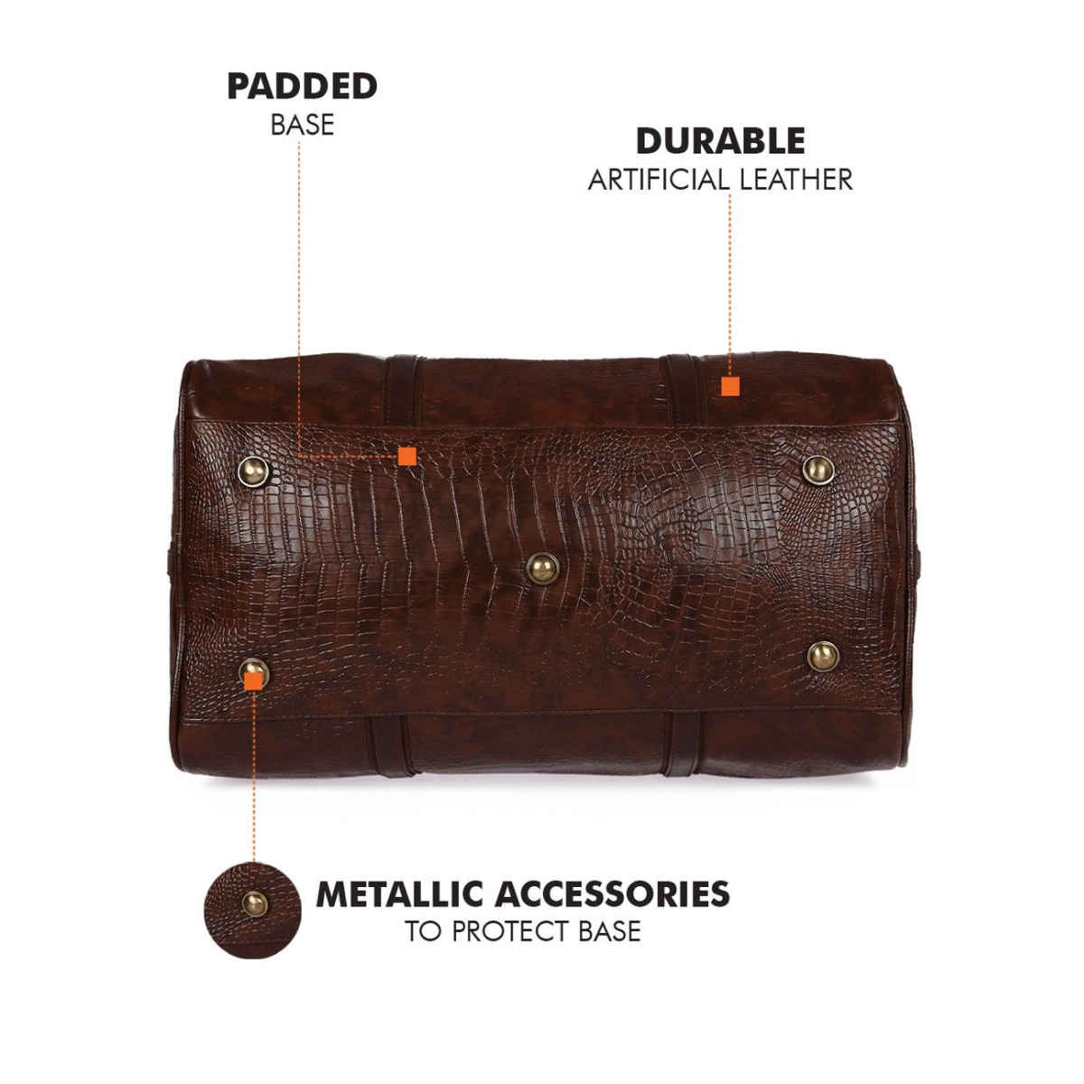 Fur Jaden 34 L Brown Textured Vegan Leather Spacious Weekender Duffle Bag for Travel