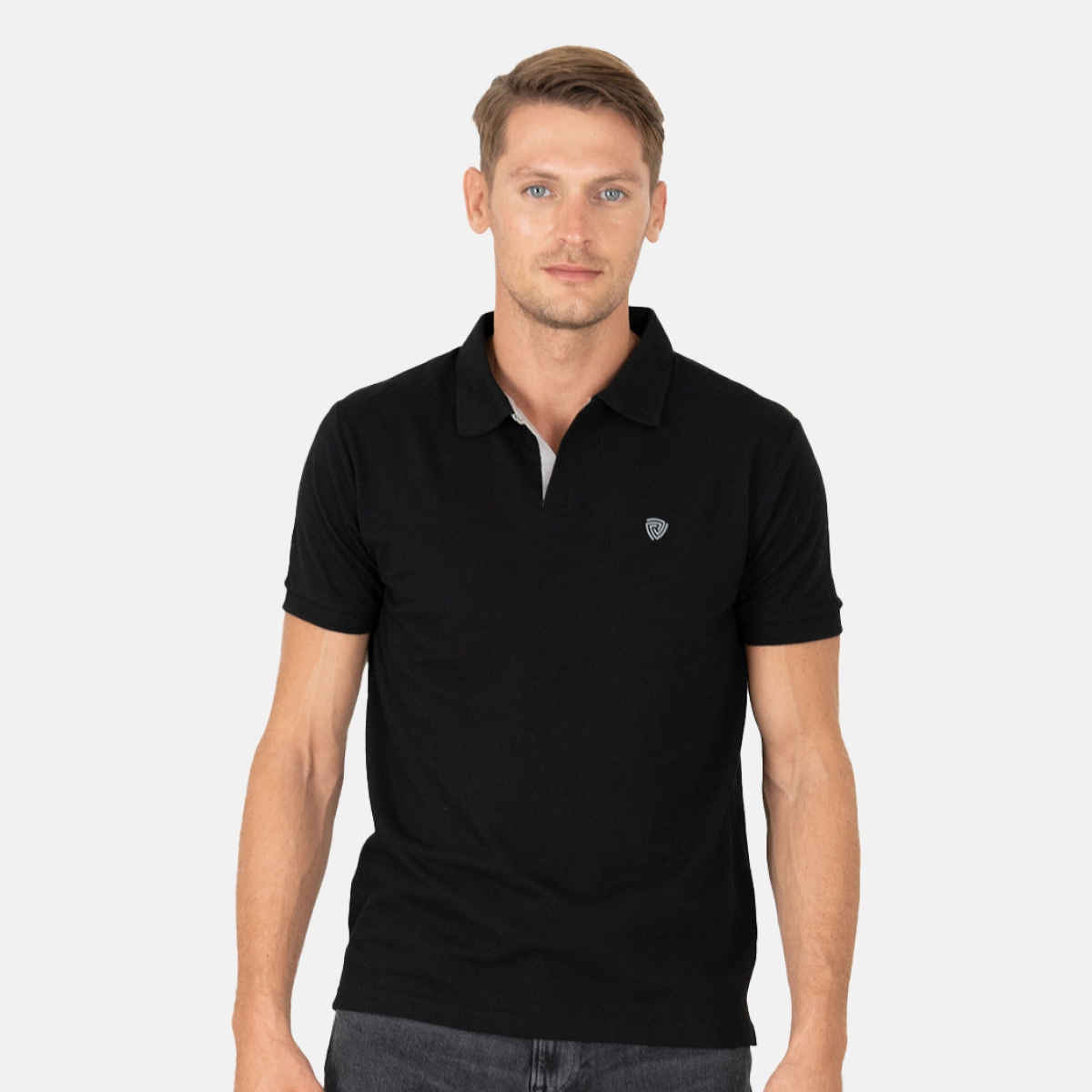 Lux Cozi Men's Solid Cotton Polo T-shirt | Black - L