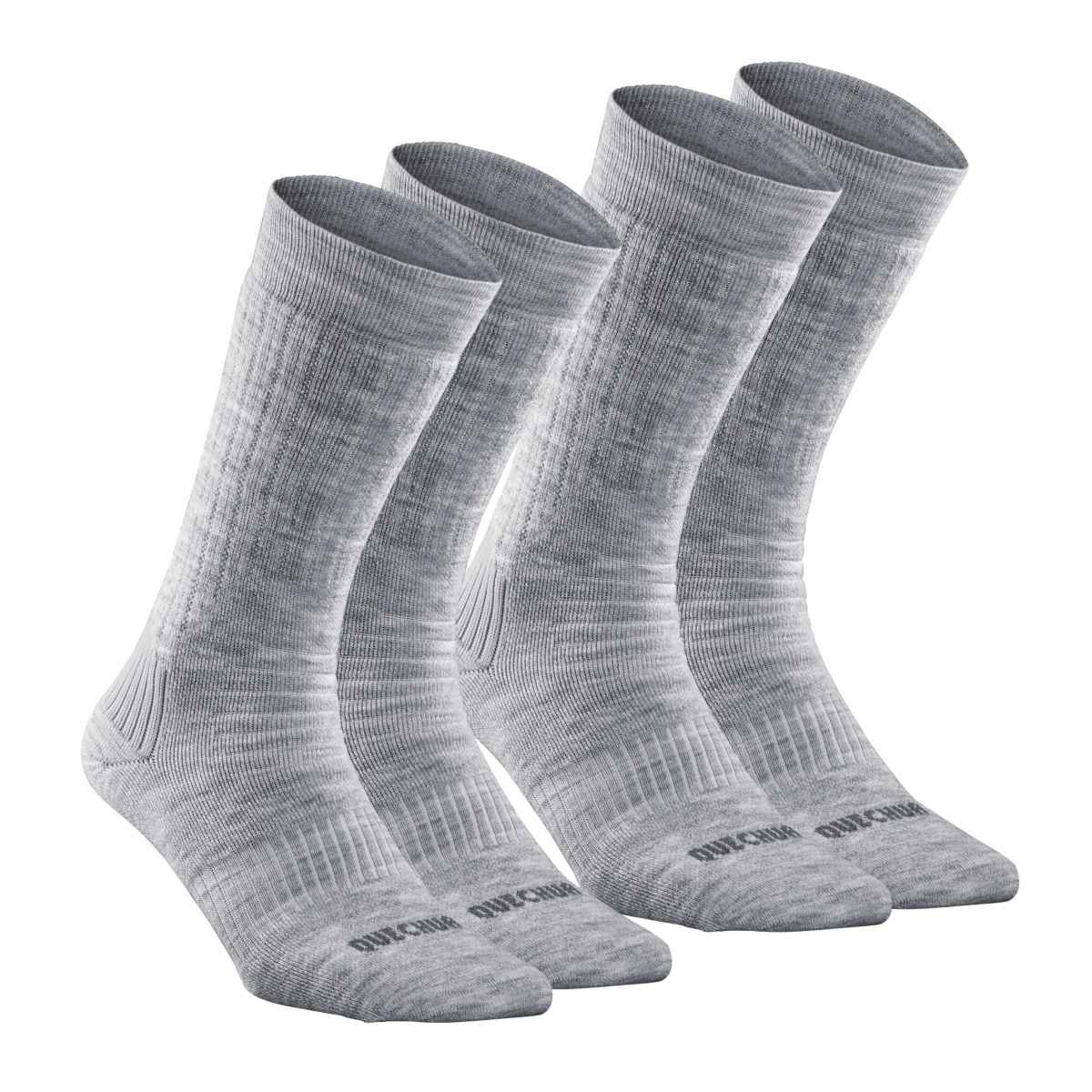 Decathlon | Quechua Unisex Acrylic and Wool Mid Calf Socks | Grey - UK 5.5 - 8