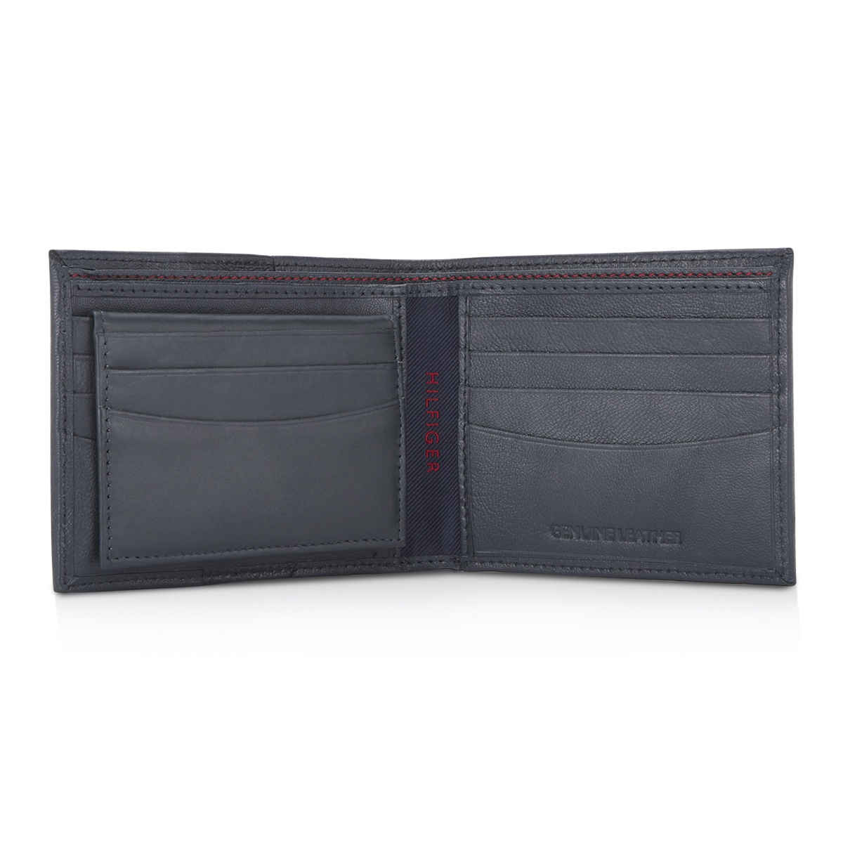 Tommy Hilfiger Men's Striped Leather Passcase Wallet | Navy - One Size