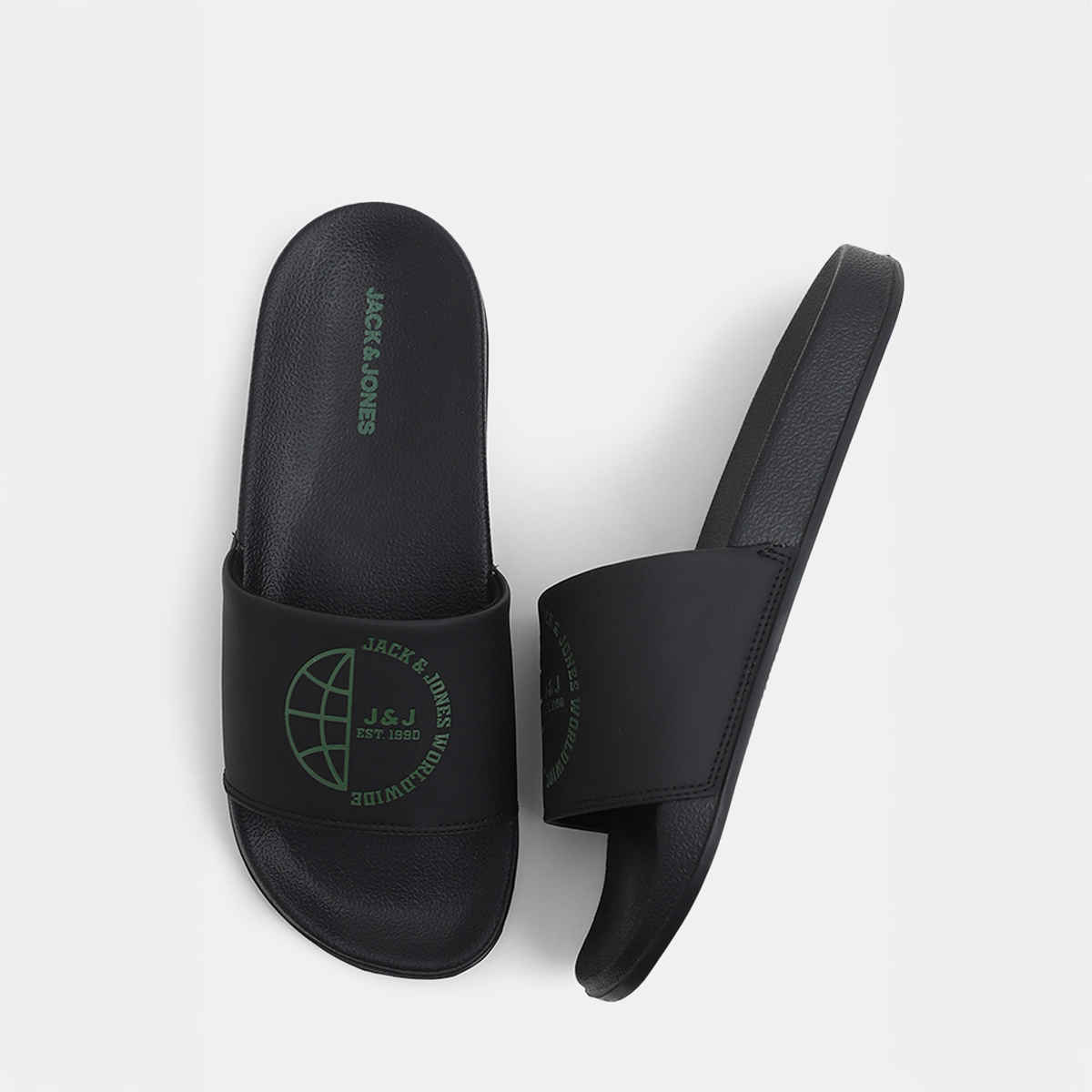 Jack & Jone Sizes Pool Sliders | | Jet Black | UK 11