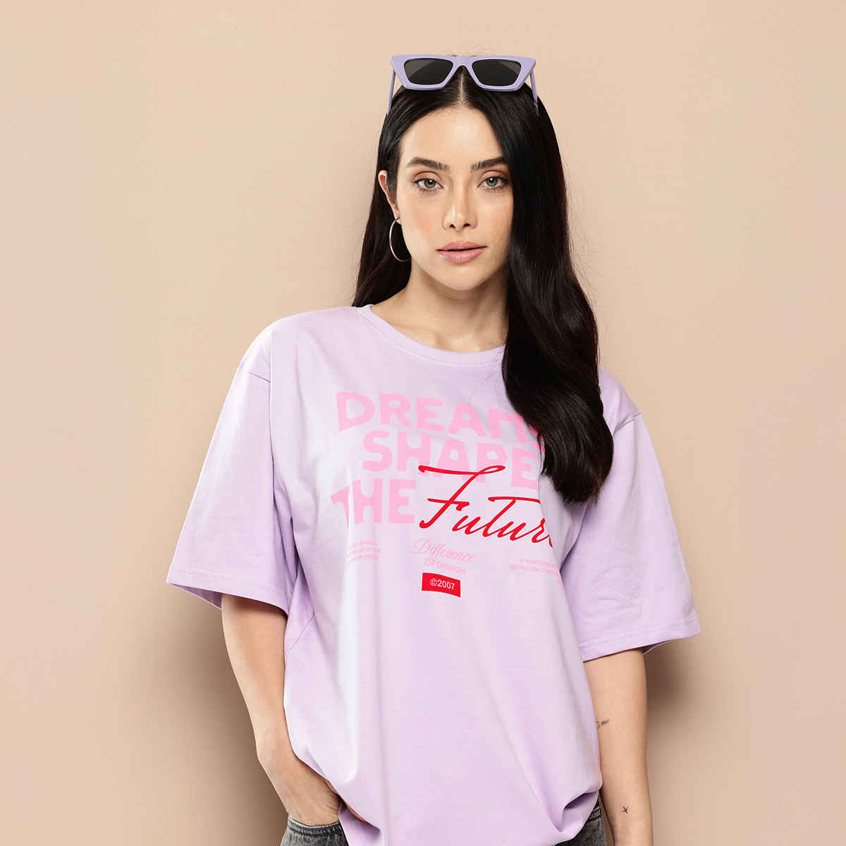 Difference Of Opinion Women's Short Sleeve Oversized Printed T-shirt | Lavender - S